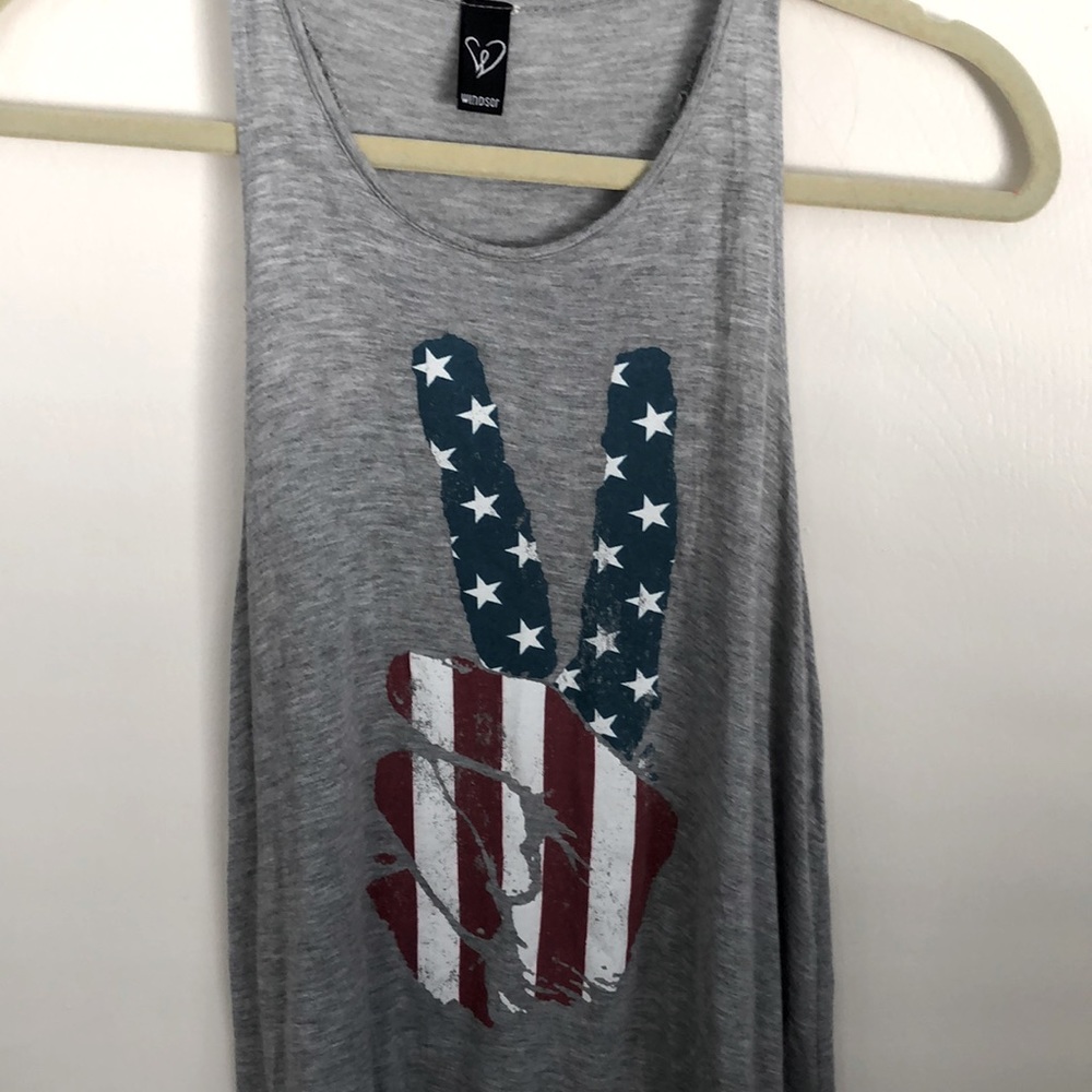 Peace sign stars and stripes flag tank top - Sz M